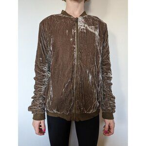 Teaberry & Weave Women's Brown Velvet Zip Jacket (S)
